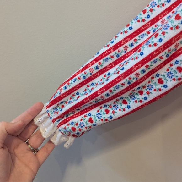 Lanz of Slazburg Flannel Striped Floral Long Nightgown - Picture 3 of 14